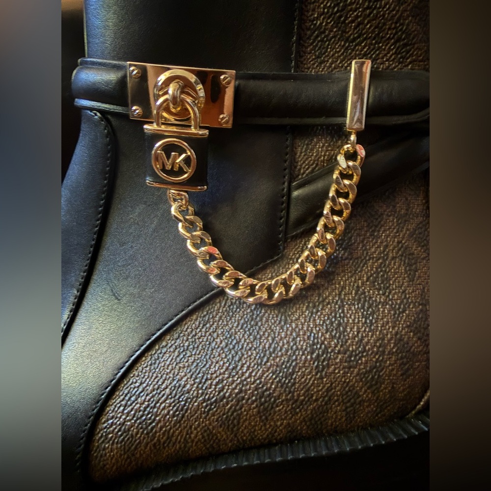 Michael Kors Black and Brown Leather Ankle Boots - Picture 11 of 14